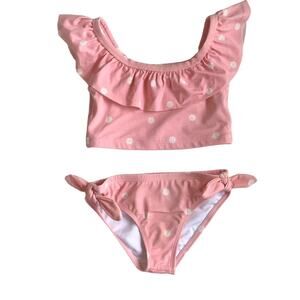 Gymboree Daisy Floral Two Piece Bathing Suit - Pink White Yellow - Small 5/6